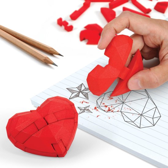 Mustard Puzzle Radiergummi Heart – Kniffliger Rätsel-Radierer, Ca. 79x65x37 Mm, Inkl. Anleitung