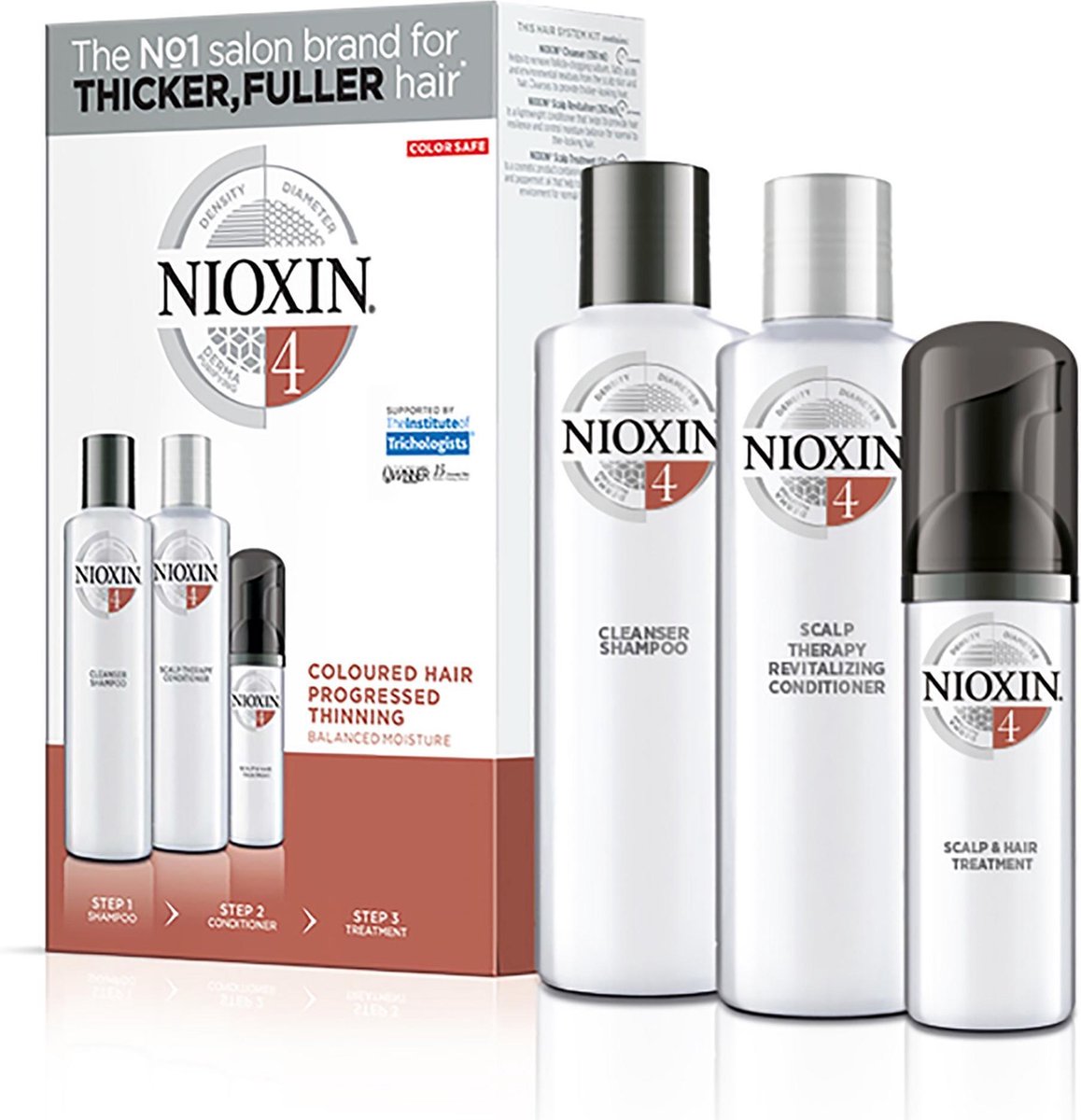 Nioxin System 4 Step 1 + 2 + 3 Trial Kit Pakket Gekleurd Haar/haaruitval 1pakket