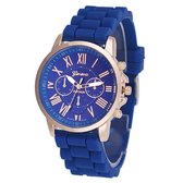 Fako® - Horloge - Geneva - Roman Siliconen - Donkerblauw