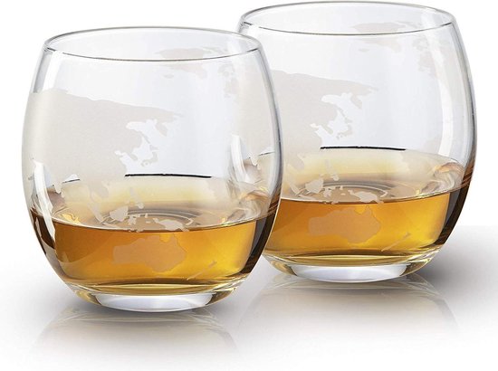 Luxe Whiskey Decanter Set – Decanter globe - Whiskey Karaf – 850 ml - Inclusief 2 Whisky Glazen - ForDig