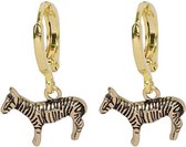 Zebra oorbellen, goudkleurig