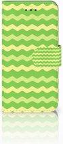 iPhone Xs Bookcase Design Waves Green