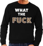 What the Fuck tijgerprint tekst sweater zwart heren - heren trui What the Fuck tijgerprint L