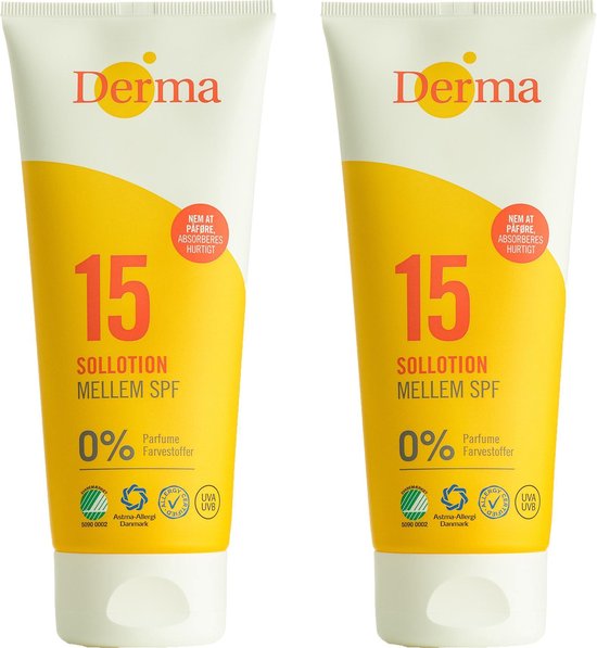 Derma Eco Sun Zonnebrandlotion SPF 15 - 2 x 200 ml - Voordeelverpakking