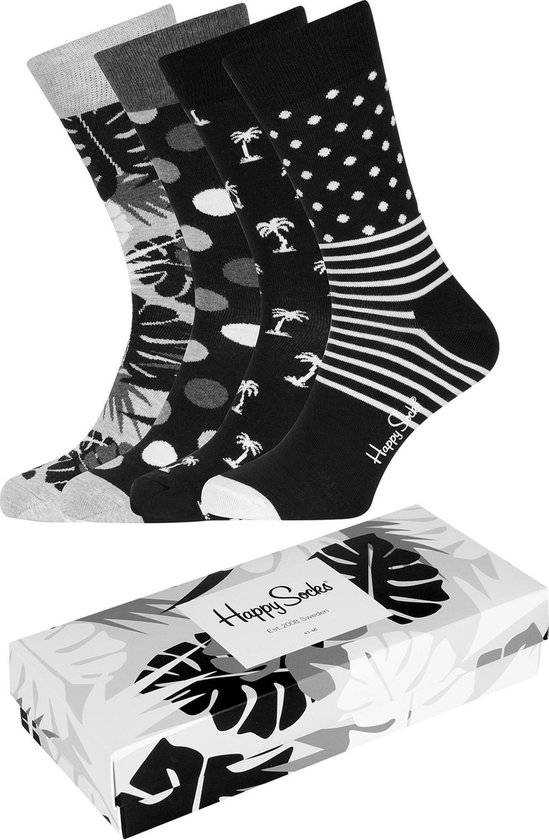 Poging Intensief convergentie Happy Socks sokken - Happy Black White Gift Box (4-pack) - Unisex - Maat:  41-46 | bol.com