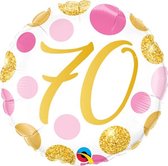Qualatex - Folieballon 70 Jaar Pink en Gold Dots 45 cm