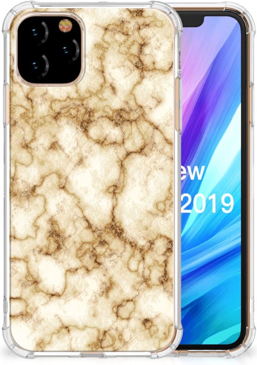 Apple iPhone 11 Pro Anti-Shock Hoesje Marmer Goud