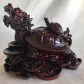 Feng Shui de draken-schildpad met baby 13x9x11cm bruinrode