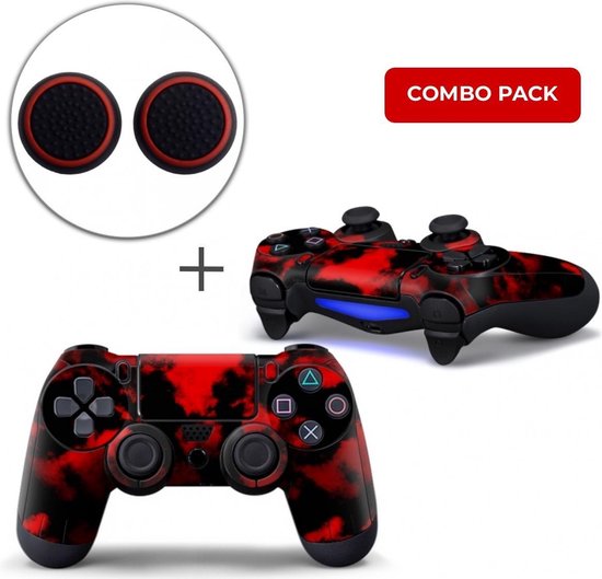 Army Camo Red Combo Pack – PS4 Controller Skins PlayStation Stickers + Thumb Grips