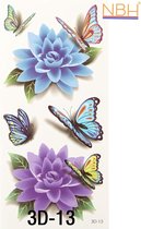 Water overdraagbare Tijdelijke Tattoo: Vlinders + bloemen 90x190mm