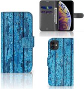 Hoesje iPhone 11 Book Style Case Blauw Wood