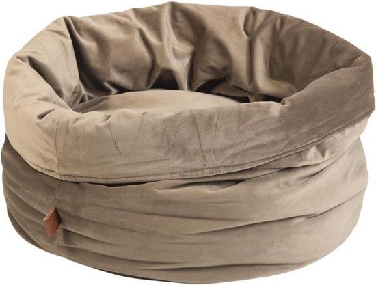 Designed by Lotte DBL Velveti, ligkussen kat, fluweel, grijs, 50x50x20