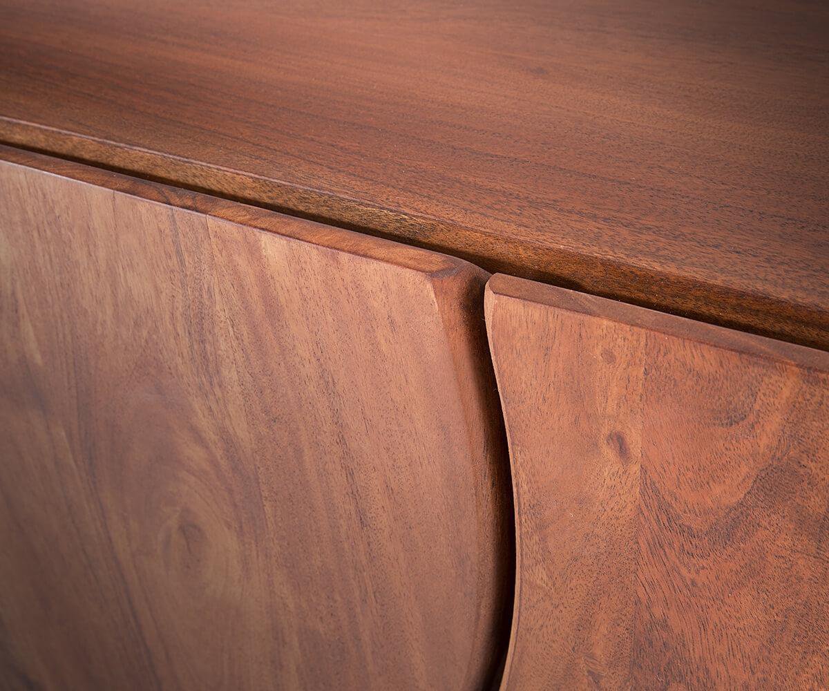 DELIFE TV-meubel Live-edge acacia bruin 220 cm 6 deuren massief houten boomrand lowboard