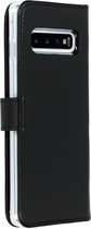 Selencia Hoesje Geschikt voor Samsung Galaxy S10 Hoesje Met Pasjeshouder - Selencia Echt Lederen Bookcase - Zwart