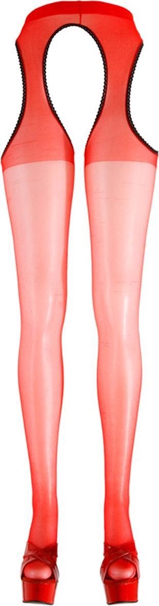 Goedkoopste Cottelli Collection – Sexy Kousen met Open Kruis met Klassiek Ontwerp en Fijne Pasvorm – Maat S/M - Rood