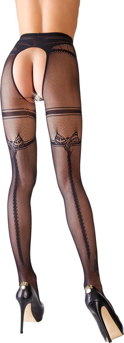 Goedkoopste Cottelli Collection – Hold Up Kousen met Open Kruis voor Gemakkelijk Toegang -Maat S/M - Zwart