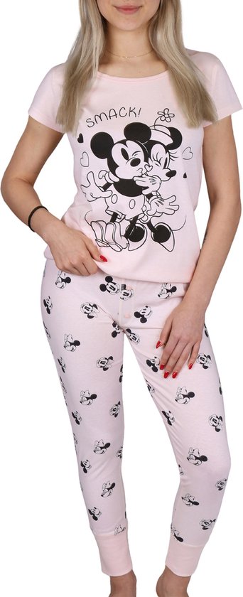 Mickey en Minnie Mouse - Damespyjama met lange broek, katoenen pyjama / L