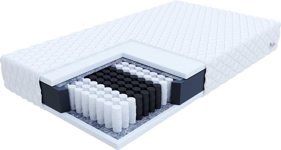 FDM Matras Topper Malta latex matras topper 160x200 cm hardheid H2 H4 hoogte ca. 8 cm geprofileerd HR-schuim latex geschikt voor mensen met allergieën Öko-Tex