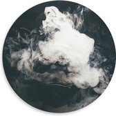 Dibond Muurcirkel - Witte Rookwolken tegen Zwarte Achtergrond - 50x50 cm Foto op Aluminium Muurcirkel (met ophangsysteem)