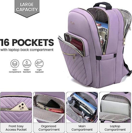 Sac à dos pour ordinateur portable pour femme 15,6 pouces étanche sac à dos  scolaire... | bol.com