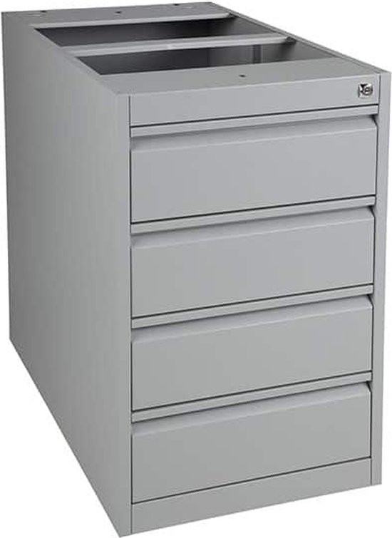 ABC Kantoormeubelen praktische standcontainer 3 lades diep 80cm kleur aluminium (ral9006) topblad kersen