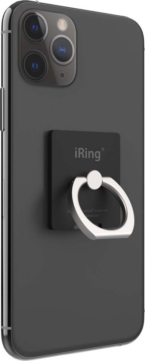 iRing® Link Hook set - Valentijn cadeautje voor haar - Telefoon Ring - Telefoonhouder Auto - Hook® Muurbeugel - Telefoon Standaard - Universeel - Mat Zwart