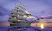 Sailing Ship Sunset Photo Wallcovering