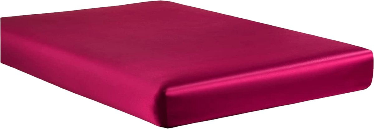 Beauty Silk - Hoeslaken - Glans Satijn - Bordeaux Rood - 180x200