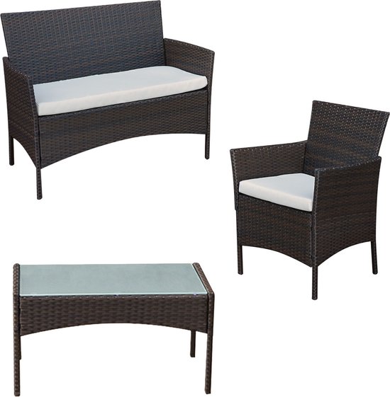 Modulaire tuinset aluminium 4 zitplaatsen kaki en beige