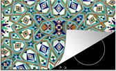 KitchenYeah® Inductie beschermer 76x51.5 cm - Een Marokkaanse Mozaïekmuur waar de figuren veel door elkaar heen lopen - Kookplaataccessoires - Afdekplaat voor kookplaat - Inductiebeschermer - Inductiemat - Inductieplaat mat