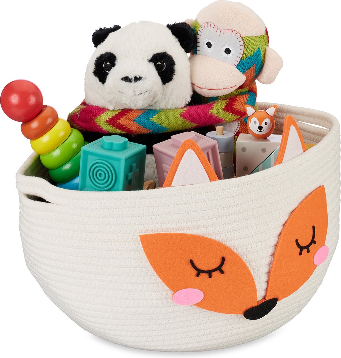 speelgoedmand kinderkamer - vos - 26 x 35 cm - katoen - met handgrepen
