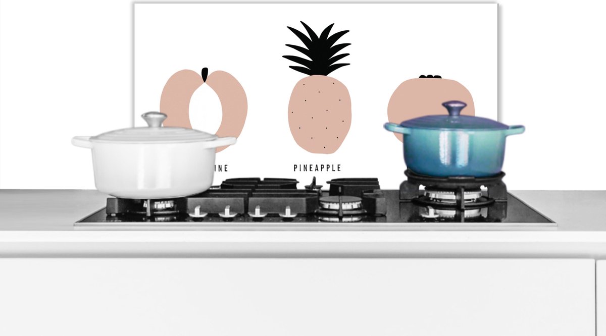 Spatscherm keuken - Fruit - Pastel - Design - Peer - Keuken - 70x30 cm - Keuken achterwand - Spatwand