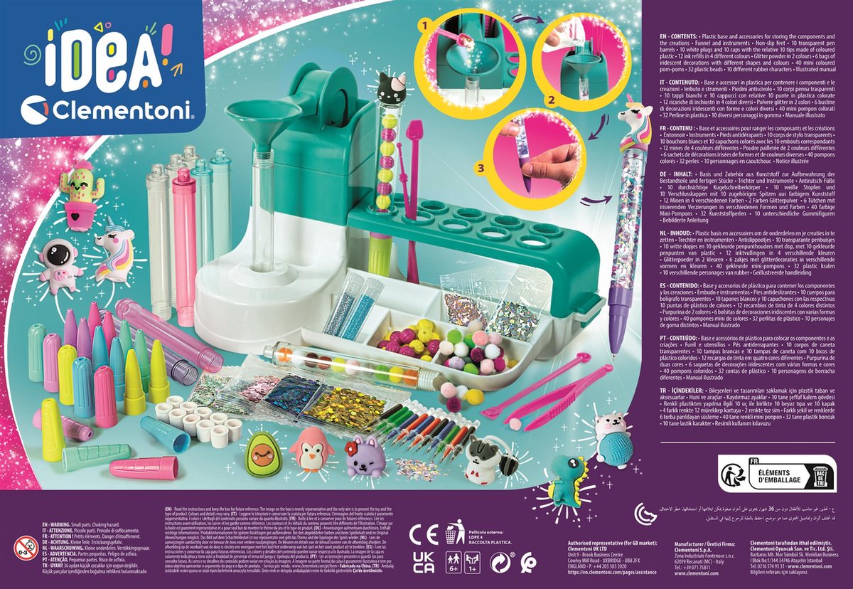 Clementoni iDea - Pennen Creatiestudio - Knutselpakket vol Accessoires - Kawaii Glitterpennen - Het Creatieve Cadeautje - Vanaf 6 jaar — afbeelding 7