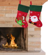 Chaussettes de Noël Décoration - set 2x pcs - rouge - Père Noël et renne - H45 cm