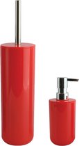 MSV Toiletborstel in houder 38 cm/zeeppompje 260 ml set Moods - kunststof - rood