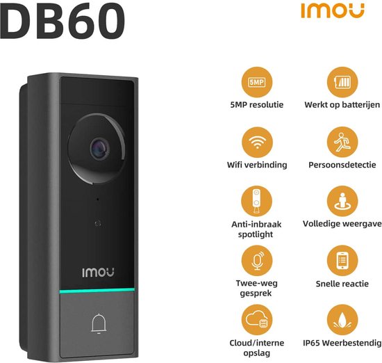 Imou - Kit sonnette vidéo Wifi sur batterie DB60 - Interphone