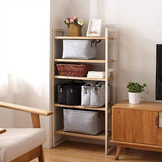 Vilten mand, 2 stuks vilten opbergdozen, vilten manden met twee handgrepen, als opbergdoos voor kleding, handdoeken, toiletartikelen, babyartikelen, boeken enz. (zwart en grijs, L
