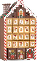 BRUBAKER Herbruikbare houten Adventskalender om te vullen - Peperkoekhuisje met LED-verlichting - Doe-het-zelf-kalender 26,2 x 45 x 5,5 cm