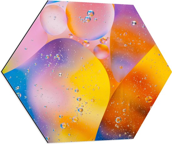 Dibond Hexagon - Pastelkleurige Bolvormige Vakken - 70x60.9 cm Foto op Hexagon (Met Ophangsysteem)