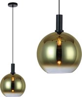 Chique hanglamp Chandra | Gradiente | 1 lichts | goud / transparant / zwart | glas / metaal | in hoogte verstelbaar tot 150 cm | Ø 30 cm glas | eetkamer / woonkamer / slaapkamer / eettafel lamp | modern / sfeervol design