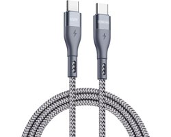 Duzzona PD USB-C naar USB-C Data en Laadkabel 65W 1M Grijs