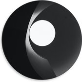 Dibond Muurcirkel - Witte Cirkel Omringd door Grijze en Zwarte Vlakken - 50x50 cm Foto op Aluminium Muurcirkel (met ophangsysteem)