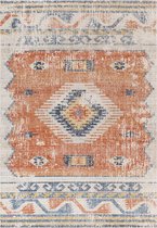 SURYA Buitenkleed - Balkon, Terras, Keuken - Vintage Berber Tapijt NAWEL - Rood/Blauw - 120x170 cm