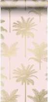 ESTAhome behangpapier palmbomen zacht roze en goud - 139164 - 0,53 x 10,05 m