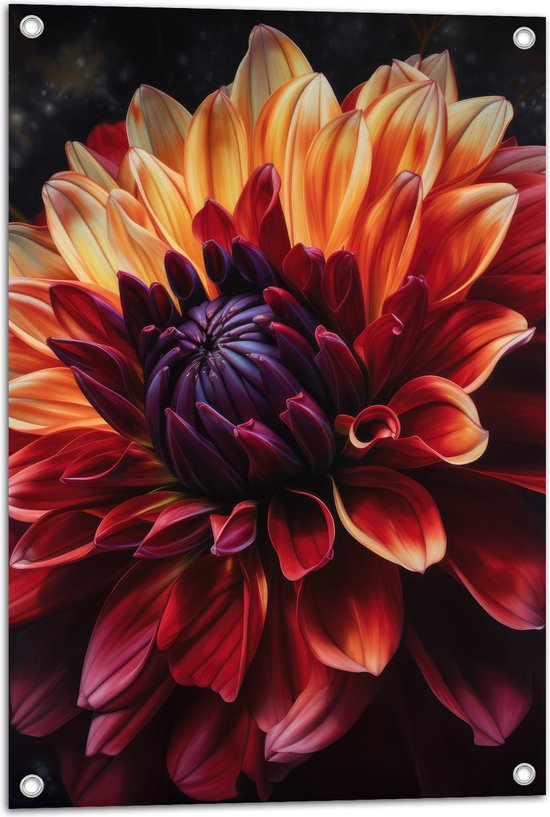 Tuinposter – Oranje Roze Bloem - 50x75 cm Foto op Tuinposter (wanddecoratie voor buiten en binnen)