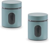 2x Boîtes de conservation / bocaux vert eucalyptus avec fenêtre 600 ml - Zeller - Ustensiles de cuisine - Bocaux de conservation / bocaux de conservation - Boîtes de conservation / boîtes de rangement - Consservation alimentaire