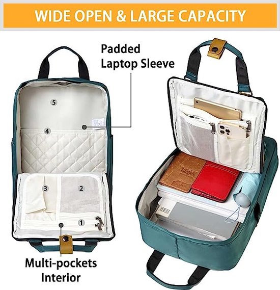 MATEIN Zakelijke Laptoprugzak 15,6 Inch - Waterbestendig Met USB Poort, Zwart