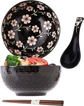 Ramen Bowl, Japanse Bowl Keramiek, Ramen Bowl Set, Ramen Bowl met Lepel Eetstokjes, Japanse Soepkom, Soepkommen, Aziatisch Servies