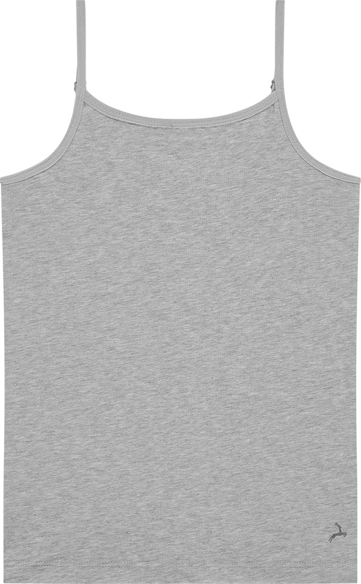 Ten Cate Basics organic cotton stretch spaghetti top grey melange voor Meisjes | Maat 122/128