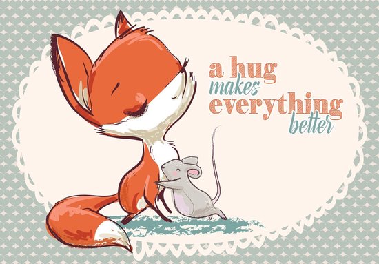 Photo Wallpaper King - Papier peint - Papier peint photo - Renard - Souris - Chambre de bébé - Chambre d'enfant - Papier peint non tissé - 416 x 290 cm